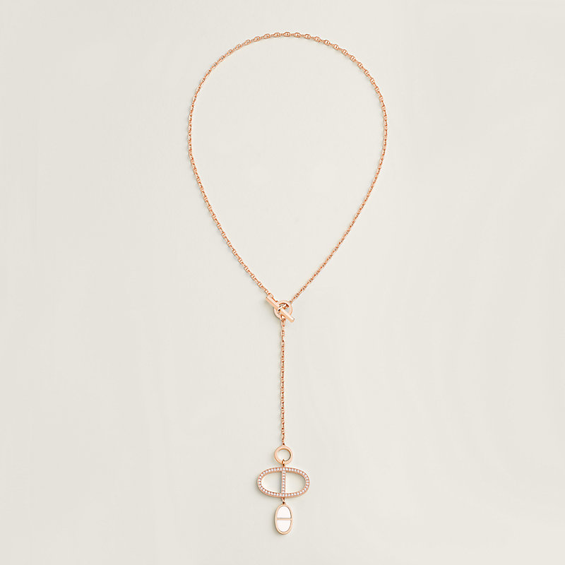 Chaine d'ancre Verso pendant, large model - Rose gold | Hermès USA